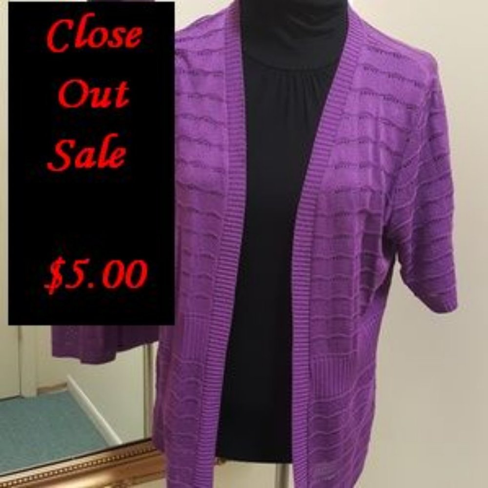 NWT Christopher & Banks Short Sleeve Purple Cardi